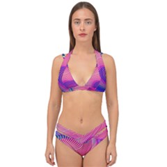 Swirl Twirl Design Pattern Purple Double Strap Halter Bikini Set