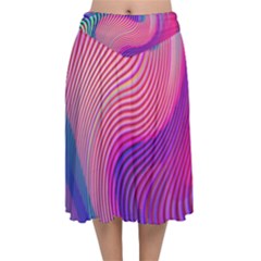 Swirl Twirl Design Pattern Purple Velvet Flared Midi Skirt