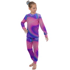 Swirl Twirl Design Pattern Purple Kids  Long Sleeve Set 