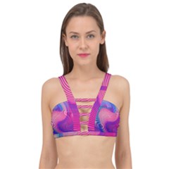 Swirl Twirl Design Pattern Purple Cage Up Bikini Top by Salmanaz77