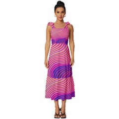 Swirl Twirl Design Pattern Purple Tie-strap Tiered Midi Chiffon Dress