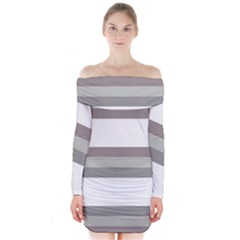 Minimal Mixed Abstract Lines Print Copia Long Sleeve Off Shoulder Dress by dflcprintsclothing