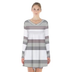 Minimal Mixed Abstract Lines Print Copia Long Sleeve Velvet V-neck Dress