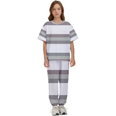 Minimal Mixed Abstract Lines Print Copia Kids  T-shirt And Pants Sports Set