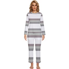 Minimal Mixed Abstract Lines Print Copia Womens  Long Sleeve Lightweight Pajamas Set by dflcprintsclothing