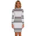 Minimal Mixed Abstract Lines Print Copia Long Sleeve Shirt Collar Bodycon Dress View1