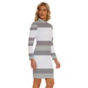 Minimal Mixed Abstract Lines Print Copia Long Sleeve Shirt Collar Bodycon Dress View3