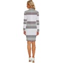 Minimal Mixed Abstract Lines Print Copia Long Sleeve Shirt Collar Bodycon Dress View4