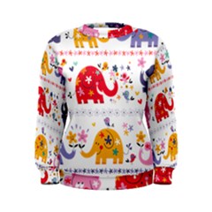 African Elephant Cute Cartoon Seamless Shading Cartoon Character Women s Sweatshirt