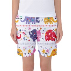 African Elephant Cute Cartoon Seamless Shading Cartoon Character Women s Basketball Shorts by Bedest