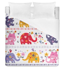 African Elephant Cute Cartoon Seamless Shading Cartoon Character Duvet Cover (queen Size) by Bedest