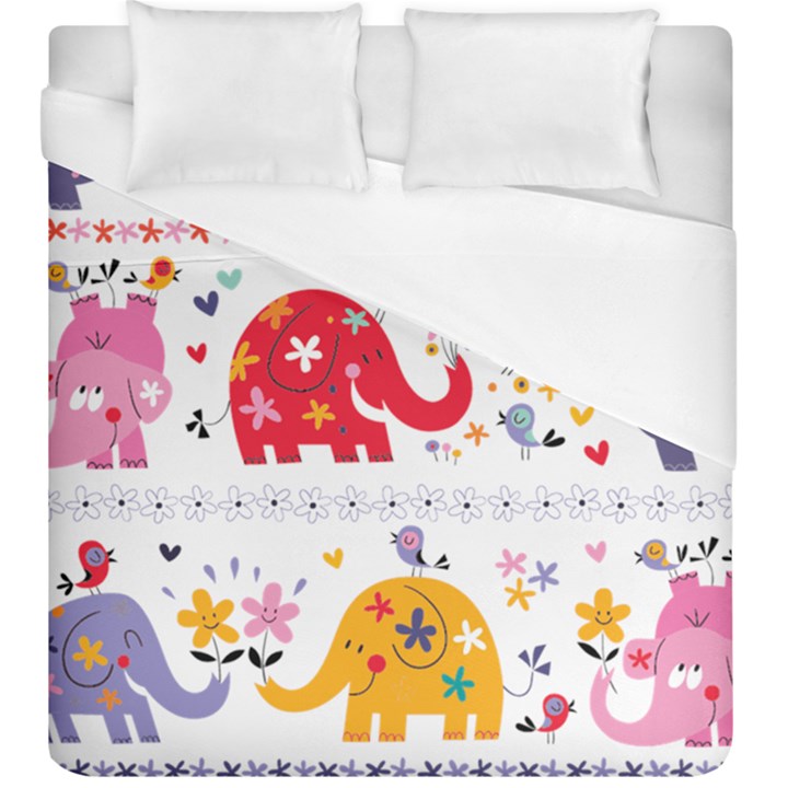 African Elephant Cute Cartoon Seamless Shading Cartoon Character Duvet Cover (King Size)