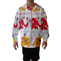 African Elephant Cute Cartoon Seamless Shading Cartoon Character Kids  Hooded Windbreaker