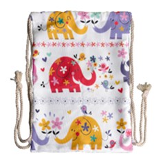 African Elephant Cute Cartoon Seamless Shading Cartoon Character Drawstring Bag (large) by Bedest