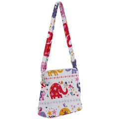 African Elephant Cute Cartoon Seamless Shading Cartoon Character Zipper Messenger Bag by Bedest