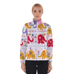 African Elephant Cute Cartoon Seamless Shading Cartoon Character Women s Bomber Jacket