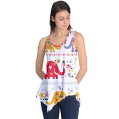 African Elephant Cute Cartoon Seamless Shading Cartoon Character Sleeveless Tunic by Bedest