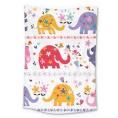 African Elephant Cute Cartoon Seamless Shading Cartoon Character Large Tapestry