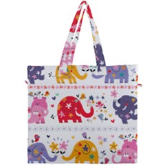 African Elephant Cute Cartoon Seamless Shading Cartoon Character Canvas Travel Bag by Bedest