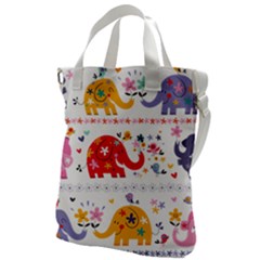 African Elephant Cute Cartoon Seamless Shading Cartoon Character Canvas Messenger Bag by Bedest