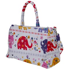 African Elephant Cute Cartoon Seamless Shading Cartoon Character Duffel Travel Bag by Bedest