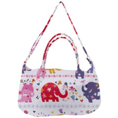 African Elephant Cute Cartoon Seamless Shading Cartoon Character Removable Strap Handbag by Bedest