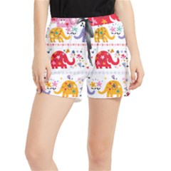 African Elephant Cute Cartoon Seamless Shading Cartoon Character Women s Runner Shorts by Bedest