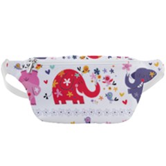 African Elephant Cute Cartoon Seamless Shading Cartoon Character Waist Bag  by Bedest