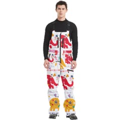 African Elephant Cute Cartoon Seamless Shading Cartoon Character Men s Front Zip Ski And Snowboard Bib Pants