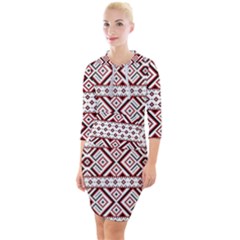 Ukrainian Folk Seamless Pattern Ornament Quarter Sleeve Hood Bodycon Dress by Bedest