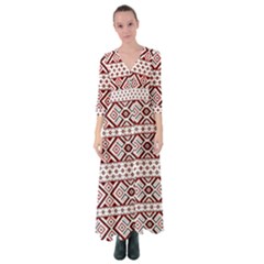 Ukrainian Folk Seamless Pattern Ornament Button Up Maxi Dress by Bedest