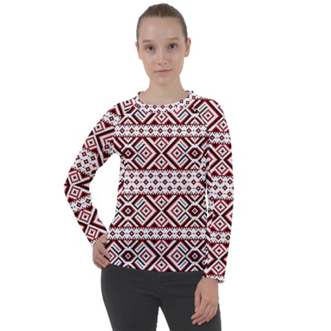 Ukrainian Folk Seamless Pattern Ornament Women s Long Sleeve Raglan T-shirt by Bedest