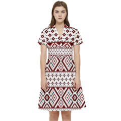 Ukrainian Folk Seamless Pattern Ornament Short Sleeve Waist Detail Dress by Bedest