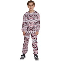 Ukrainian Folk Seamless Pattern Ornament Kids  Sweatshirt Set