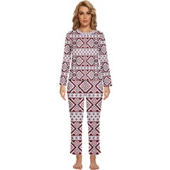 Ukrainian Folk Seamless Pattern Ornament Womens  Long Sleeve Lightweight Pajamas Set by Bedest