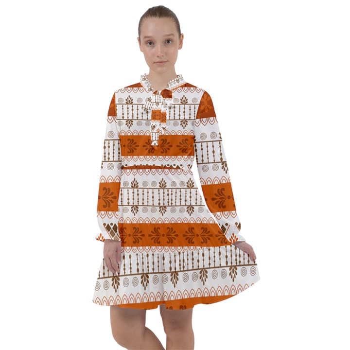 Ethnic Traditional Seamless Pattern All Frills Dress