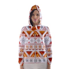 Bright Aztec Ethnic Seamless Pattern Women s Hooded Windbreaker