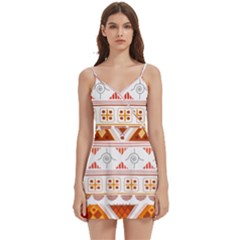 Bright Aztec Ethnic Seamless Pattern Body Wrap Sleeveless V-neck Mini Dress