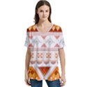 Bright Aztec Ethnic Seamless Pattern V-Neck Split Shoulder Casual T-Shirt View1