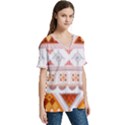 Bright Aztec Ethnic Seamless Pattern V-Neck Split Shoulder Casual T-Shirt View3