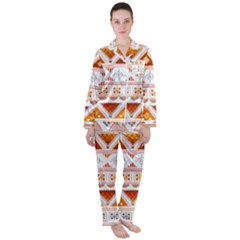 Bright Aztec Ethnic Seamless Pattern Women s Long Sleeve Satin Pajamas Set	 by Bedest