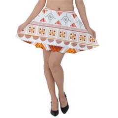 Bright Aztec Ethnic Seamless Pattern Velvet Skater Skirt