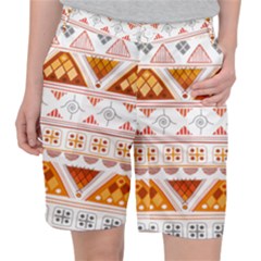 Bright Aztec Ethnic Seamless Pattern Women s Pocket Shorts by Bedest