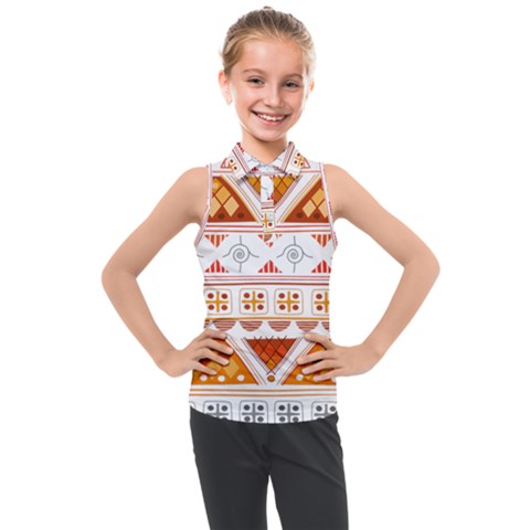 Bright Aztec Ethnic Seamless Pattern Kids  Sleeveless Polo T-shirt by Bedest