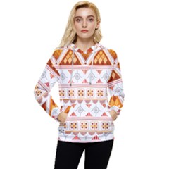 Bright Aztec Ethnic Seamless Pattern Women s Lightweight Drawstring Hoodie