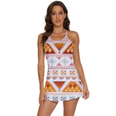 Bright Aztec Ethnic Seamless Pattern 2-in-1 Flare Activity Dress by Bedest