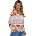 Bright Aztec Ethnic Seamless Pattern Women s Long Sleeve Button Up Shirt View3