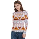 Bright Aztec Ethnic Seamless Pattern Women s Cut Out Long Sleeve T-Shirt View2