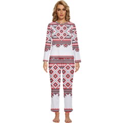 Retro Knitting Patterns Seamless Womens  Long Sleeve Lightweight Pajamas Set by Bedest