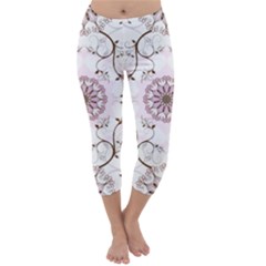 Floral Flora Flower Seamless Pattern Capri Winter Leggings 